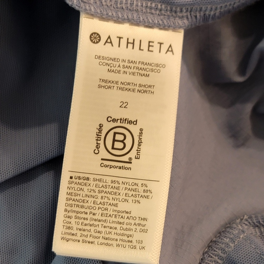 Athleta Trekkie North Short UPF 50 Sz 22 Gorp Granola Hiking Athletic NWT Blue - Picture 9 of 10